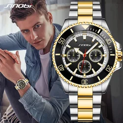 SINOBI Top Luxury Men's Watches Fashion Stainless Steel Mans Quartz Wristwatches Casual Design Male Hot sale style Gifts Clock