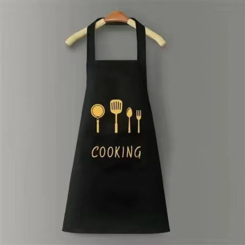 Print Kitchen Apron with Pocket Sleeveless Restaurant Waiter Chef Cooking Baking Waterproof Oilproof Aprons Hand-wiping