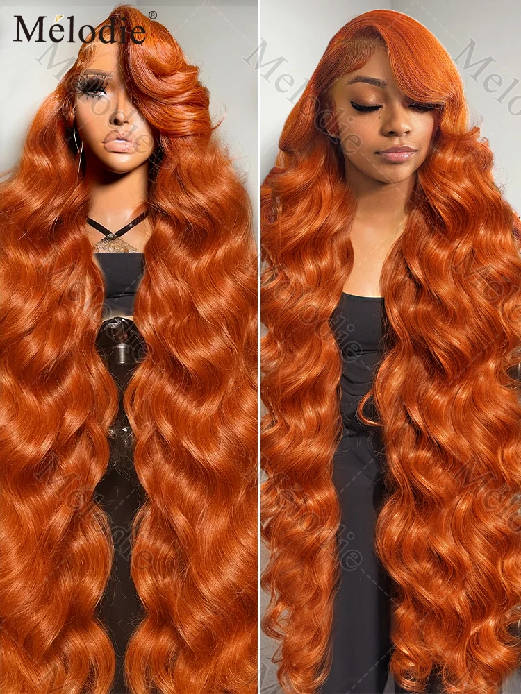 Melodie 40 Inch 13X6 HD Lace Frontal Wig Ginger Water Wave 13x4 350 Colored Raw Wigs Human Hair Body Wave Brazilian For Women