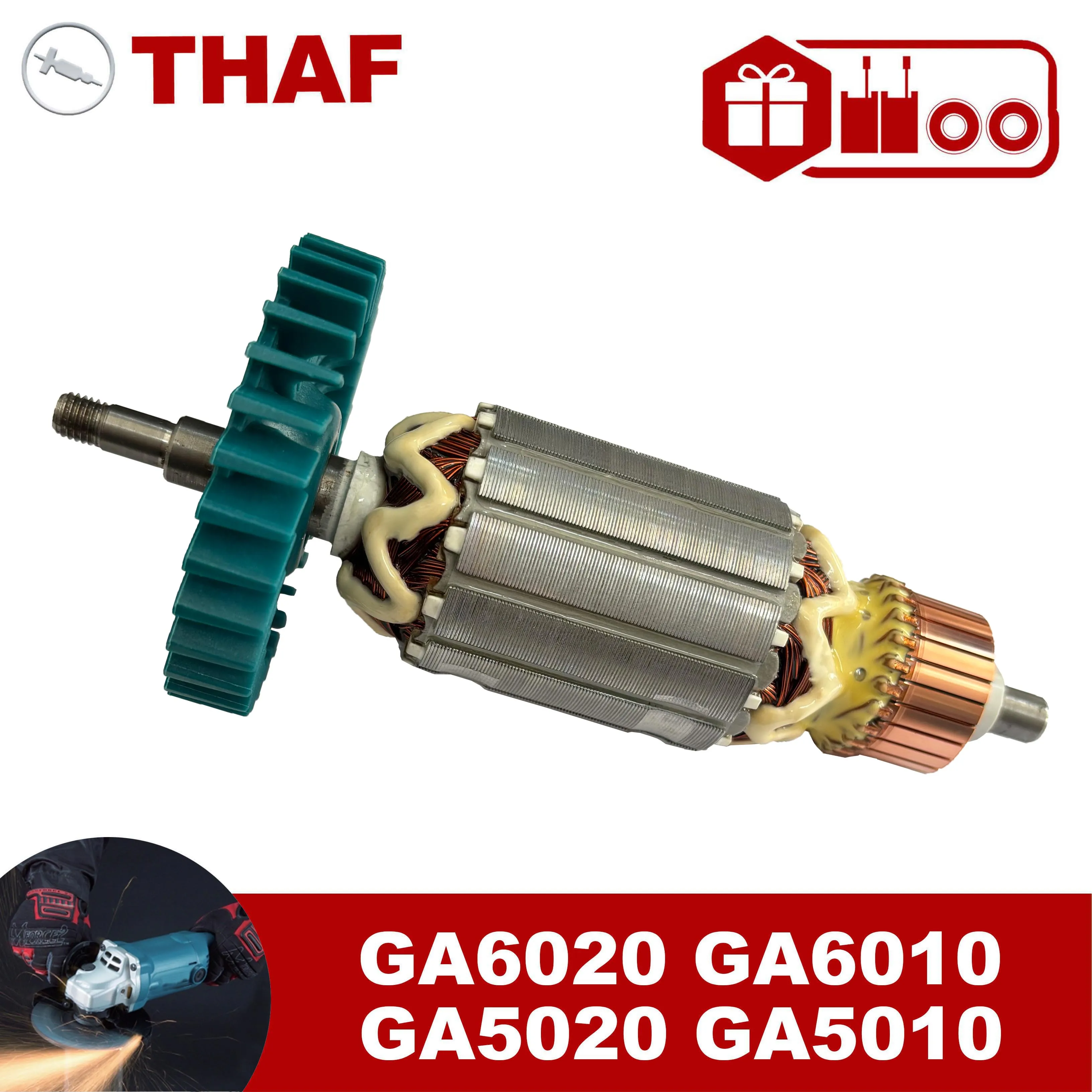 AC220V-240V Якорь ротор замена для Makita УГЛОВАЯ ШЛИФМАШИНА GA6010 GA6020 GA5020 GA5010 510110-0