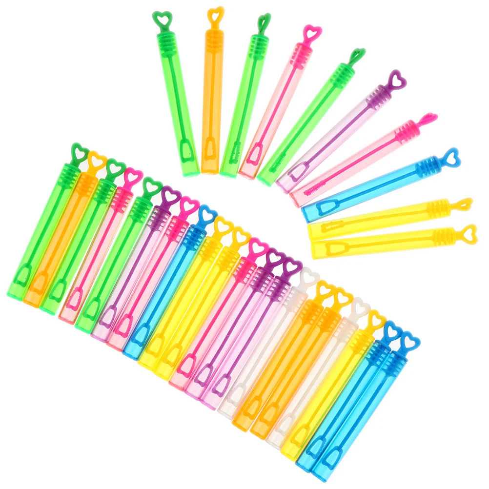 

30pcs Heart Shaped Empty Bubble Wands Mini Tubes Refillable Bubbles Water Wand Safe Kids Party Beach Outdoor Toys