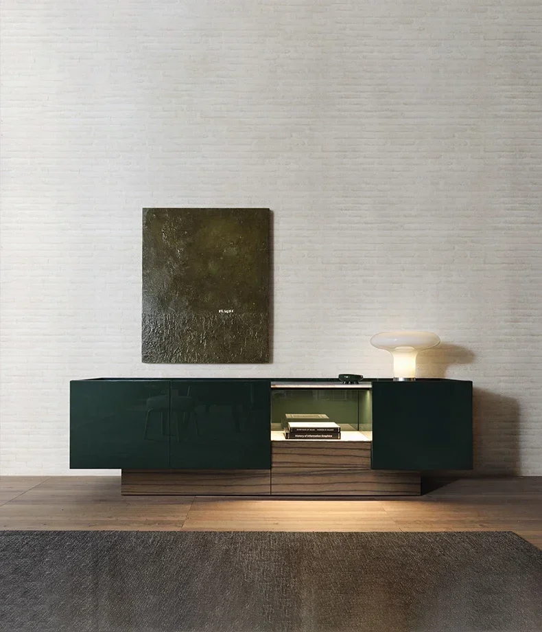 

Italian minimalist entrance cabinet light luxury high-end dining side cabinet living room marble decorative cabinet
