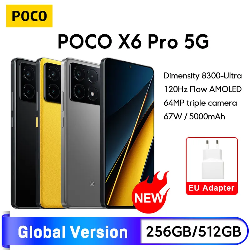 POCO X6 Pro 5G Global Version Smartphone Dimensity 8300-Ultra 6.67\