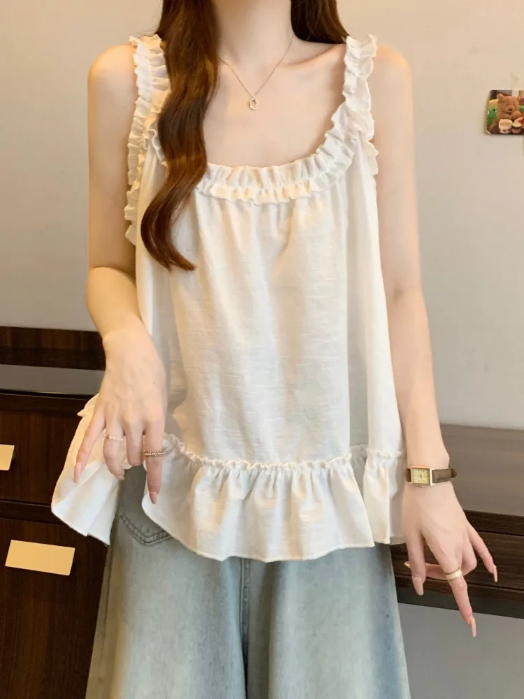 Gilet Svel allentato Top cinturino in legno Capispalla estivo di grandi dimensioni da donna Faion Sensation Abbigliamento interno Casual Sle