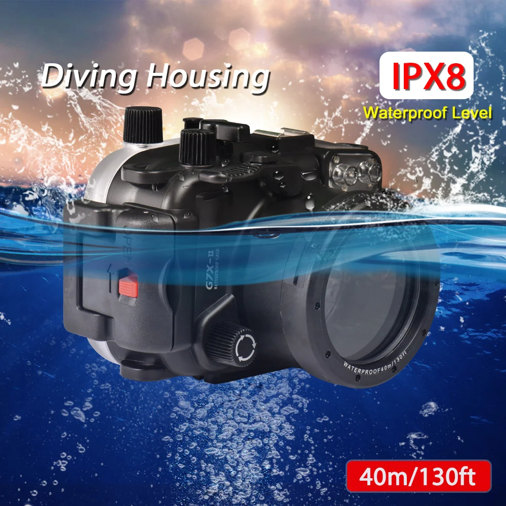 Seafrogs IPX8 40Mter Waterproof Diving Housing With 67mm Thread For Canon G7X Mark II Install Red Fliter