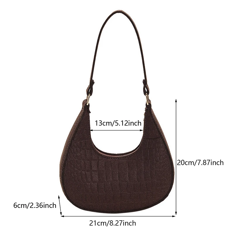 Retro Leisure Women\'s Handbag Pure Felt Fashion Underarm Bag Senior Design Women Shoulder Bag Designer Solid Color Dumplings Bag