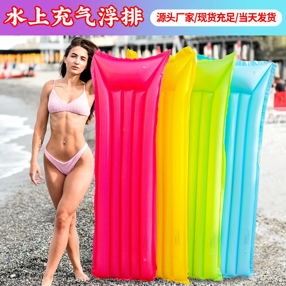 

Color inflatable floating row, foldable single inflatable floating bed lounge chair swimming pool water inflatable water bed