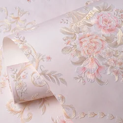European wallpaper self-adhesive pastoral flower luxury wall stickers self-adhesive bedroom living room home background wall wal