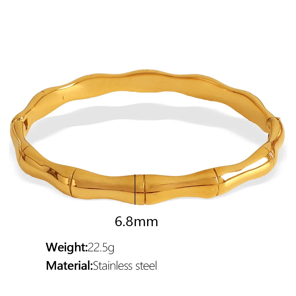 Dainty Bamboo Gold Bar Bracelet for Women Simple Delicate Thin Cuff Bangle Hook Bracelet Gold Plated Handmade Minimalist image 3