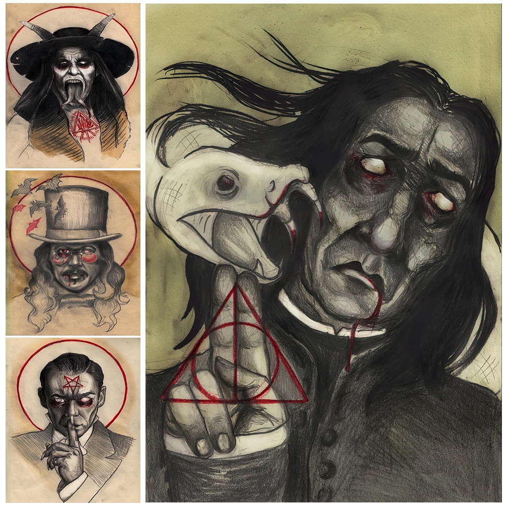 

Father Blackwood And Dracula Vintag Wall Art Canvas Painting Black Magic Wizards And Snakes Art Poster And Print Home Decoration
