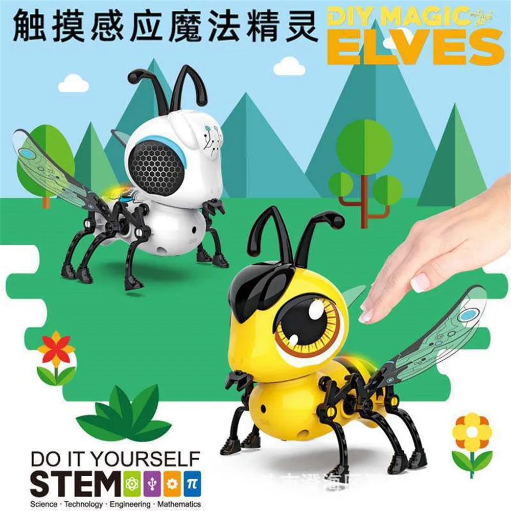 

Electrical Induction Honybee DIY Assembled Touch Sensing Bee Insect STEM W Light Sound Building Educational Model