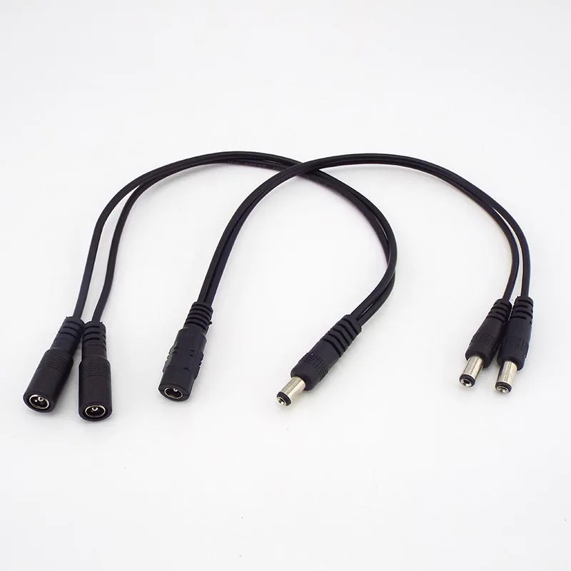 DC 1 male Female to 2 male way Male female cable 5.5x2.1mm Power Splitter connector Plug extension cord for CCTV LED strip light