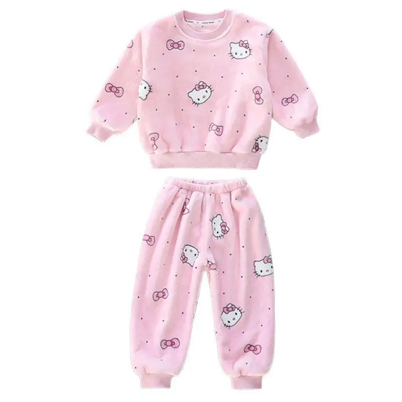 

Sanrio Girls' Coral Velvet Pajamas Autumn/Winter 2025 New Thickened Girl Baby Flannel Children's Cartoon Home Clothes Girls' Boy