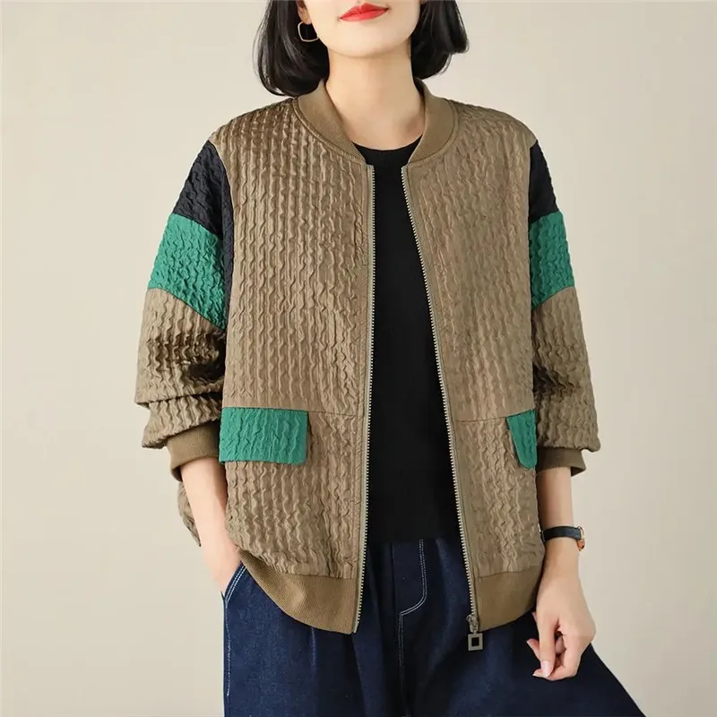 

Fashion Splicing Literature And Art Women's Coat Top 2024 NEW Spring Autumn Korean Casual Loose Blouse Jacket Female Outerwear