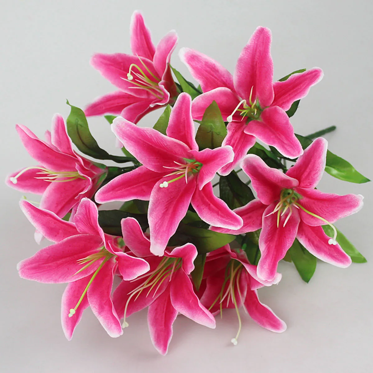 7 Heads Artificial Lily Flowers European Multicolor Fake Bridal Flower Bouquet Wedding Home Party Decoration Flowers