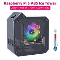 Raspberry Pi 5 ABS Mini Tower Case Copper Tube Ice Tower Fan PWM JST 4Pin Port RGB LED with 0.96\
