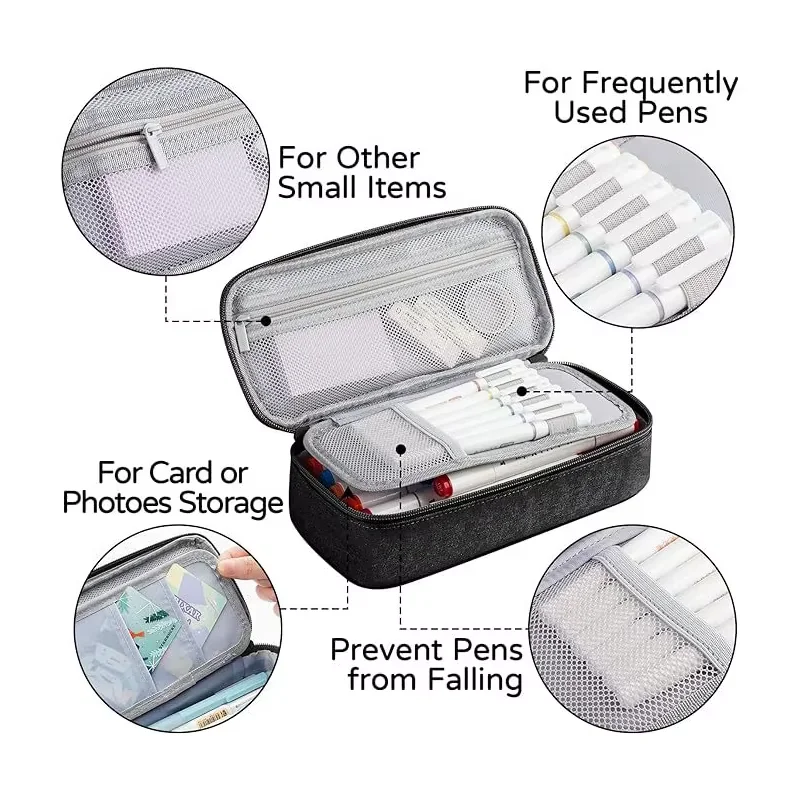 Portable pencil case, large capacity pencil case stationery pencil case, large capacity storage bag pouch holder box organiser image 3