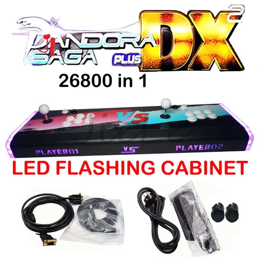 LED Flashing Cabinet 3D PandoraSaga Box DX 26800 / EX 10888 in 1 Arcade Stick Retro Fighting Game Console Support 4 Players