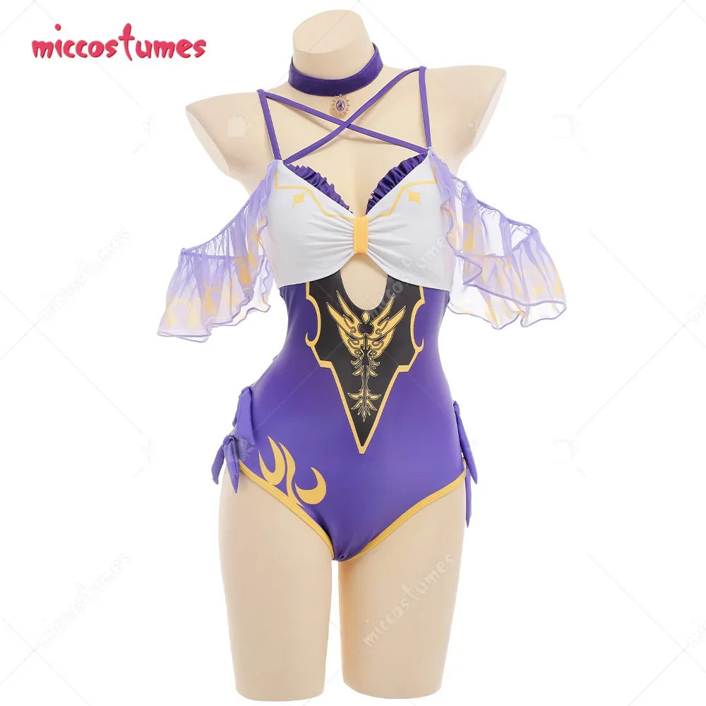 

Swimsuits Lisa Derivative Sexy One-Piece Swimsuit Cross Shoulder Strap Deep V Swimwear Ruffle Hollow Out Bathing Suit + Choker