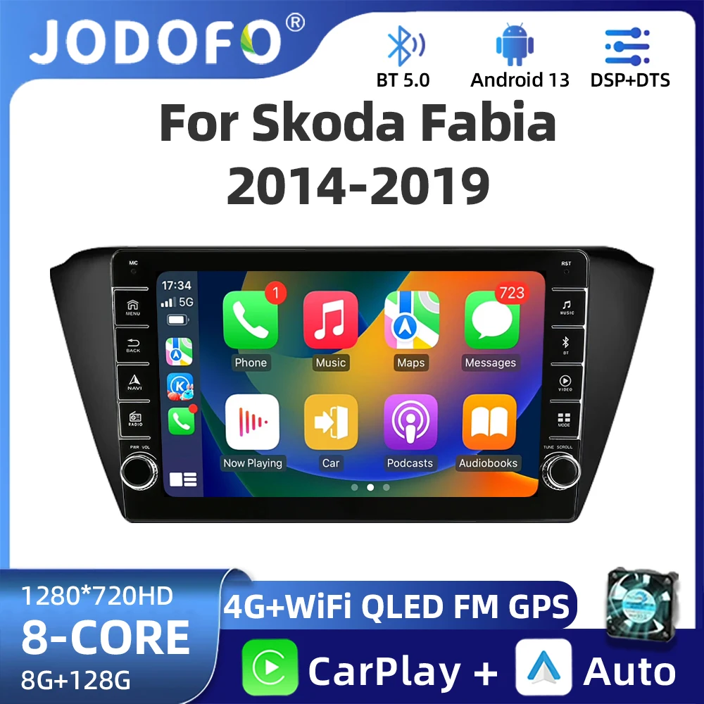 

1280*720 Android 13 Stereo 9" For Skoda Fabia 3 III 2015 2016 2017 2018 2019 Automotive Car Multimedia Player GPS Navigation MAP