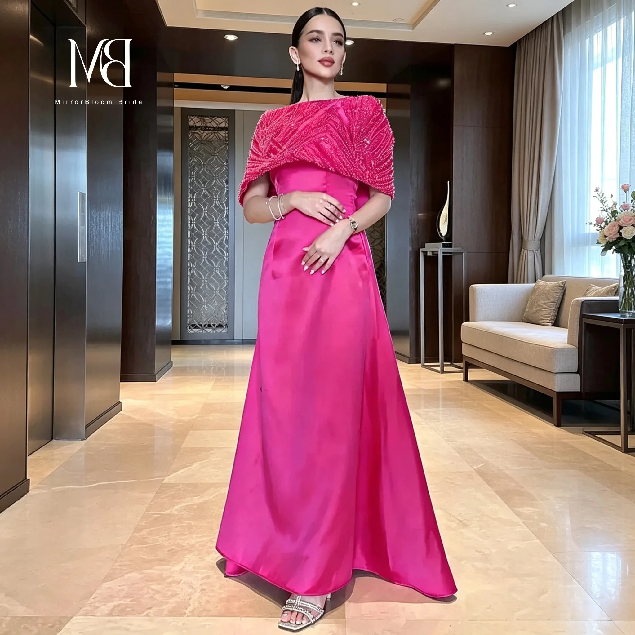 MirrorBloom Prom Dresses Mermaid Strapless Evening Dresses with Sparkling Bateau Wraps Maid of Honor Party Formal Prom Gowns
