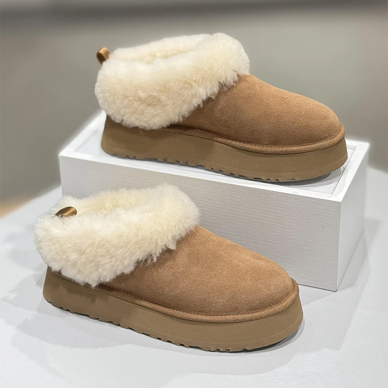 Designer Thick Soled and Raised Sheepskin Wool Integrated Snow Boots for Women in Winter 2024, New Warm and Plush Short Boots
