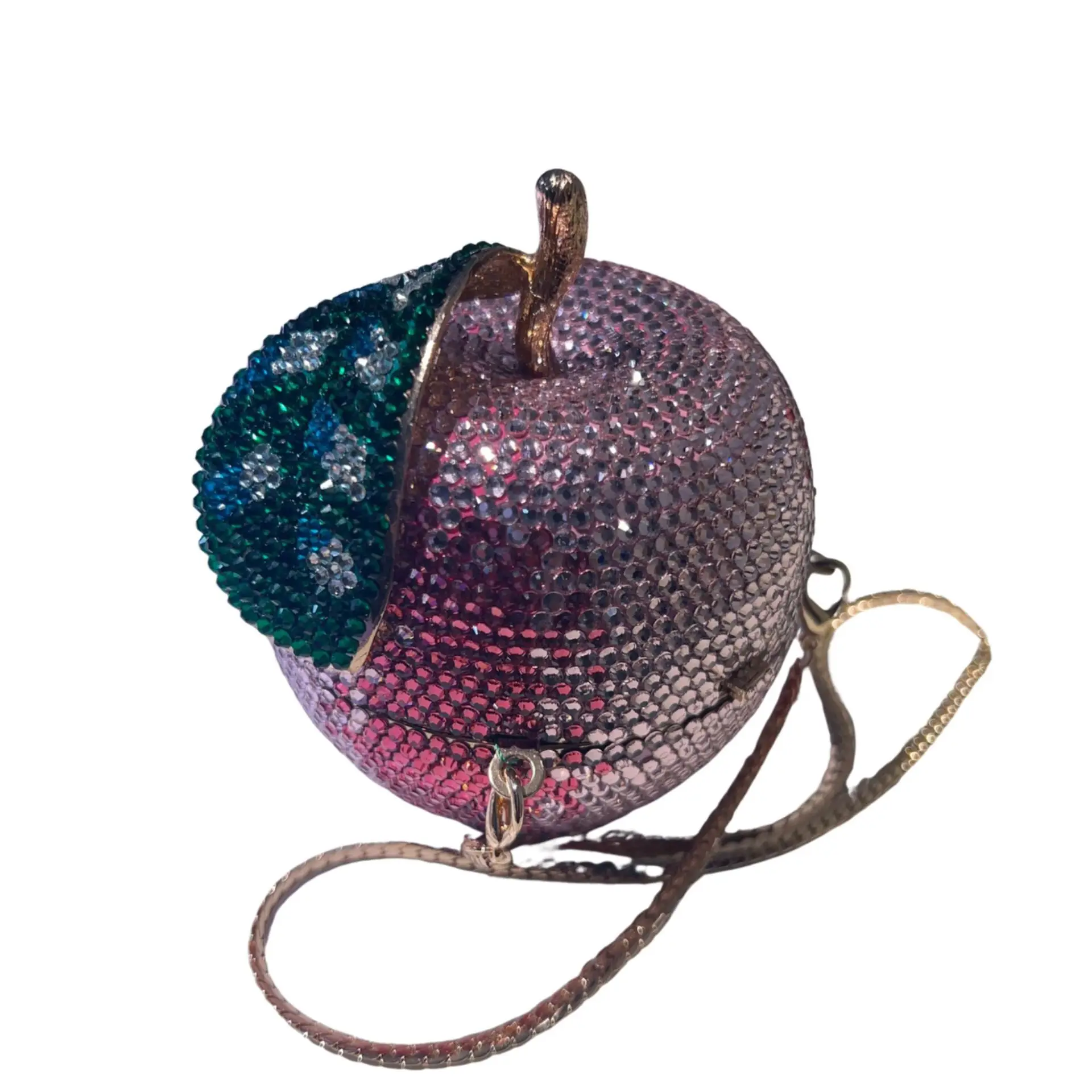 Apple Crystal Clutch Apple Peach Studded With Diamonds Dinner Bag Luxury Diamond Clutch Women's Bag Trendy Glitter Material Tote