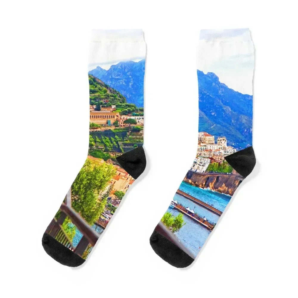 The City of Amalfi - Crown Jewel of the Amalfi Coast Socks custom custom sports new in's Socks Men's Women's