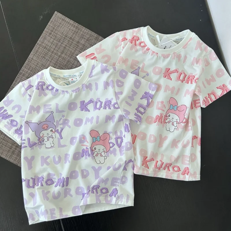 

Girly Heart My Melody Anime Kawaii Sanrio Ins Fashion Short Sleeve Shirt Cute Cartoon Children Hoodie Clothes Lovely Gifts Toys