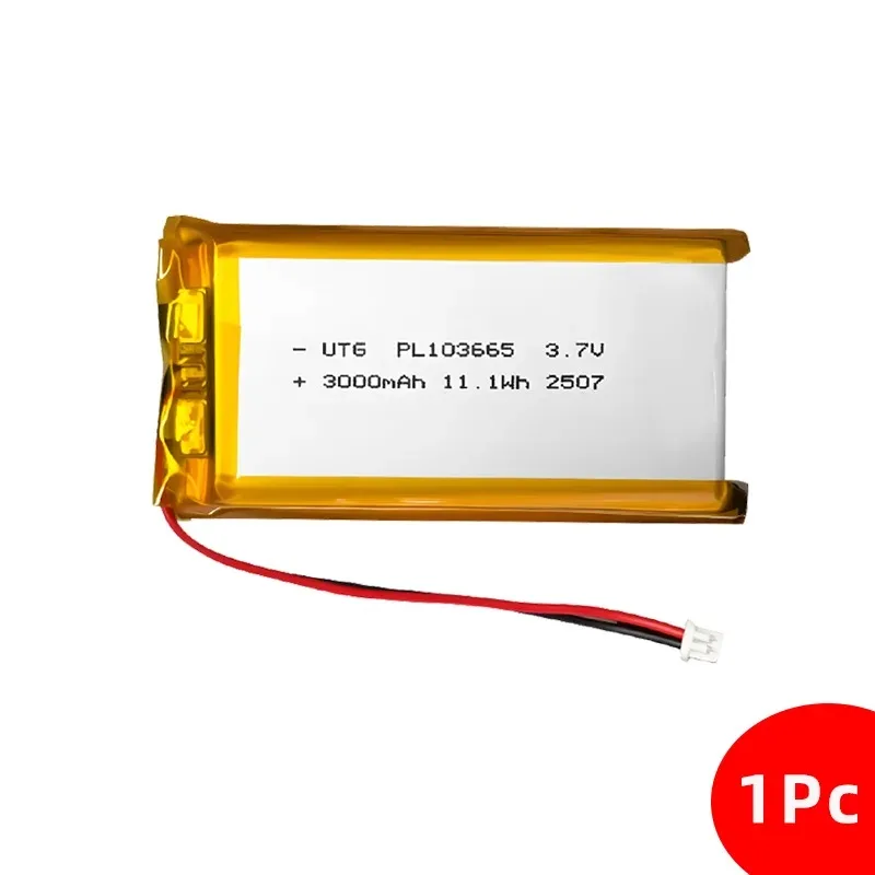103665 Certified Polymer Lithium Battery 3000mAh 3.7V Rechargeable Li-ion Cell For GPS Tracker LED Light RC Model Massager