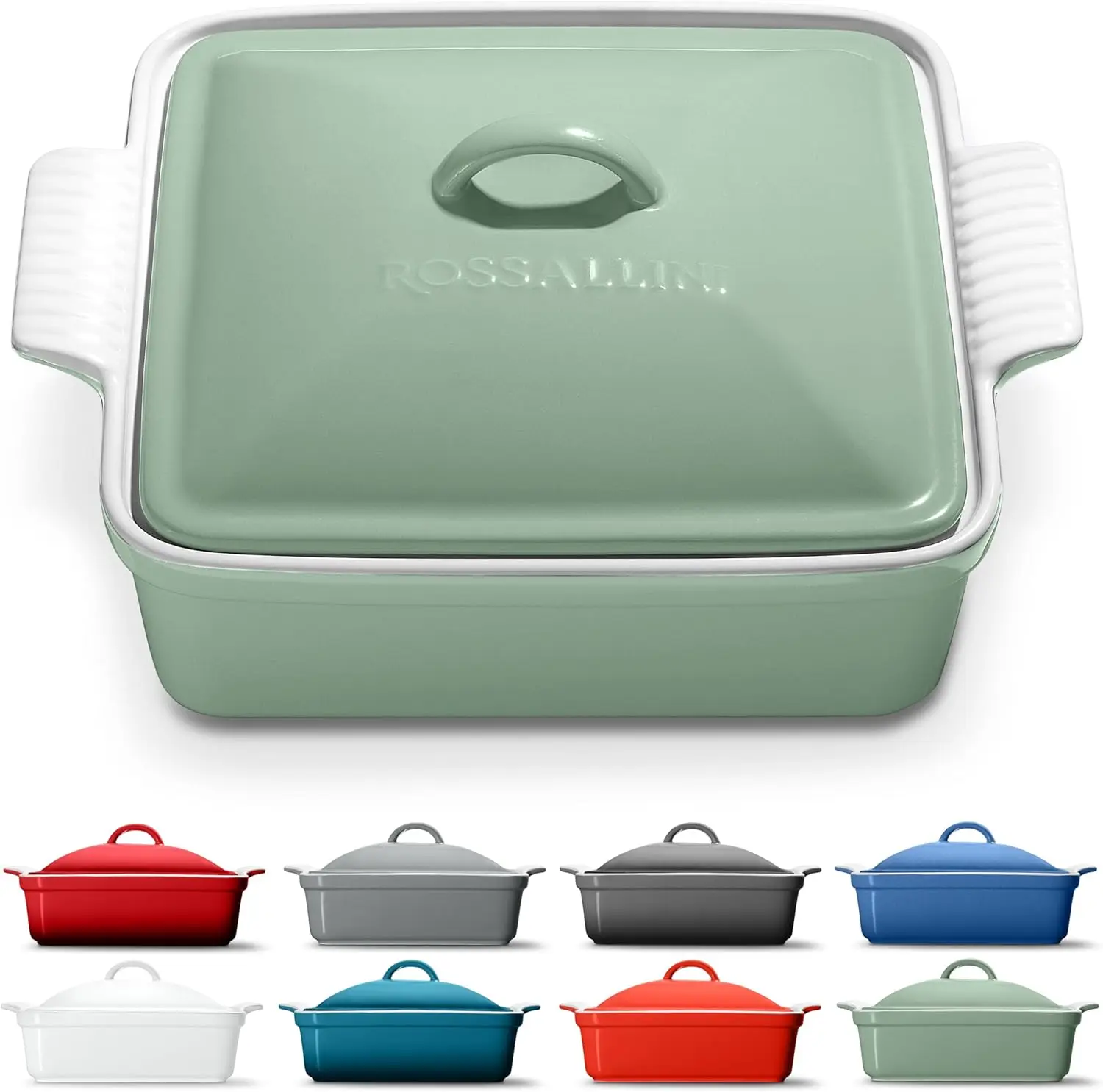 

Керамическая форма для запекания с крышкой, квадратная, 2 кварта, средний размер, цвет шалфейно-зеленый