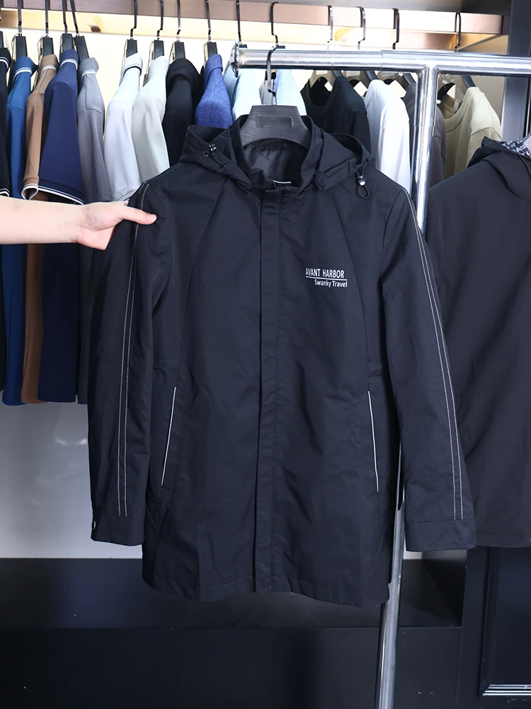 سترة رجالية كاجوال بغطاء للرأس من H-Home، تصميم عصري بلون واحد، قصة فضفاضة، إغلاق بسحاب، تصميم أنيق بلون واحد #5