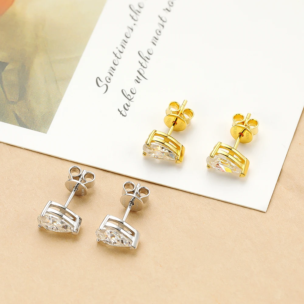 OEVAS Klassische 100% 925 Sterling Silber Birne Echt Moissanite Edelstein Ohr Studs Weiß Gold Ohrringe Feine Schmuck Geschenke Großhandel