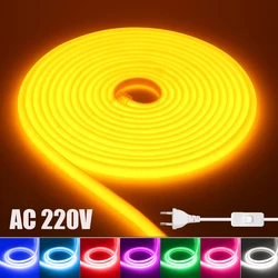 Tira de luces led COB para decoración del hogar, cinta Flexible de luz de neón, resistente al agua IP65, color blanco, azul hielo, rojo, Morado, rosa y verde, CA de 220V, 288LED/M