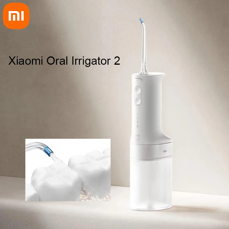 Xiaomi Oral Irrigator 2 Portable Electric Water Flosser 200ml Type-C Charge 3 Modes for Teeth/Gum Cleaning 2 Nozzles Original