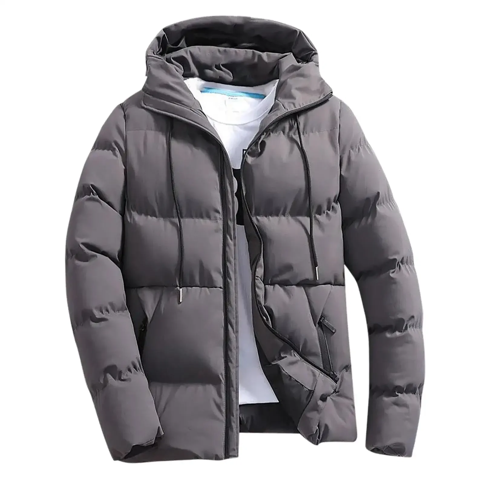 2025New Men's Winter Thick Warm Cotton Coat, Hooded Casual Jacket, Business Casual Style Outerwear, Windproof Cold Weather Parka