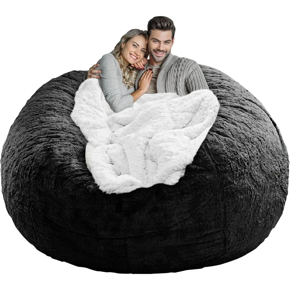 

Giant Bean Bag Chair Cover(Cover Only,No Filler),Oversized Round Soft Fluffy PV Velvet Washable Lazy Sofa Bean Bag Bed Cover