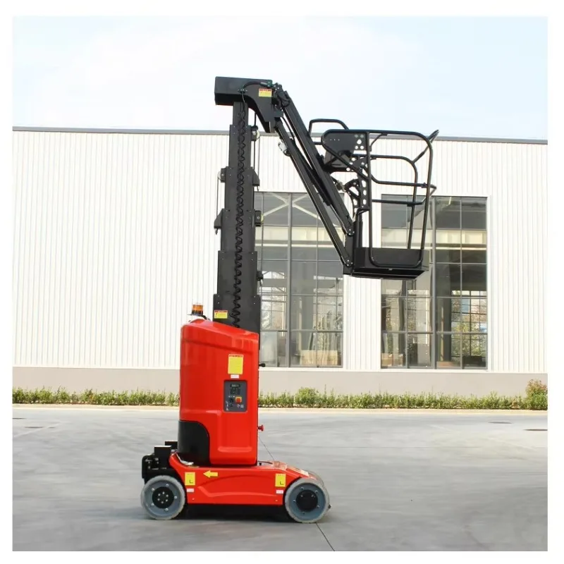 Portable small electric vertical automatic drive self-retractable boom hydraulic mast lift belt
