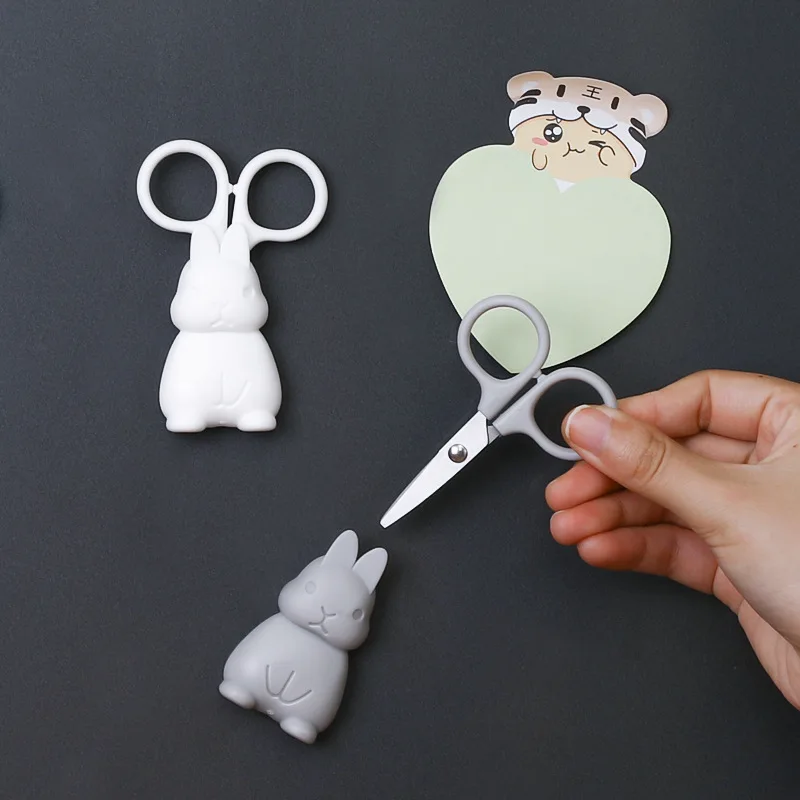 Magnetic Mini Scissors Standing Rabbit Fridge Stickers Cute Decorative Small Scissors Handmade Paper Scissors