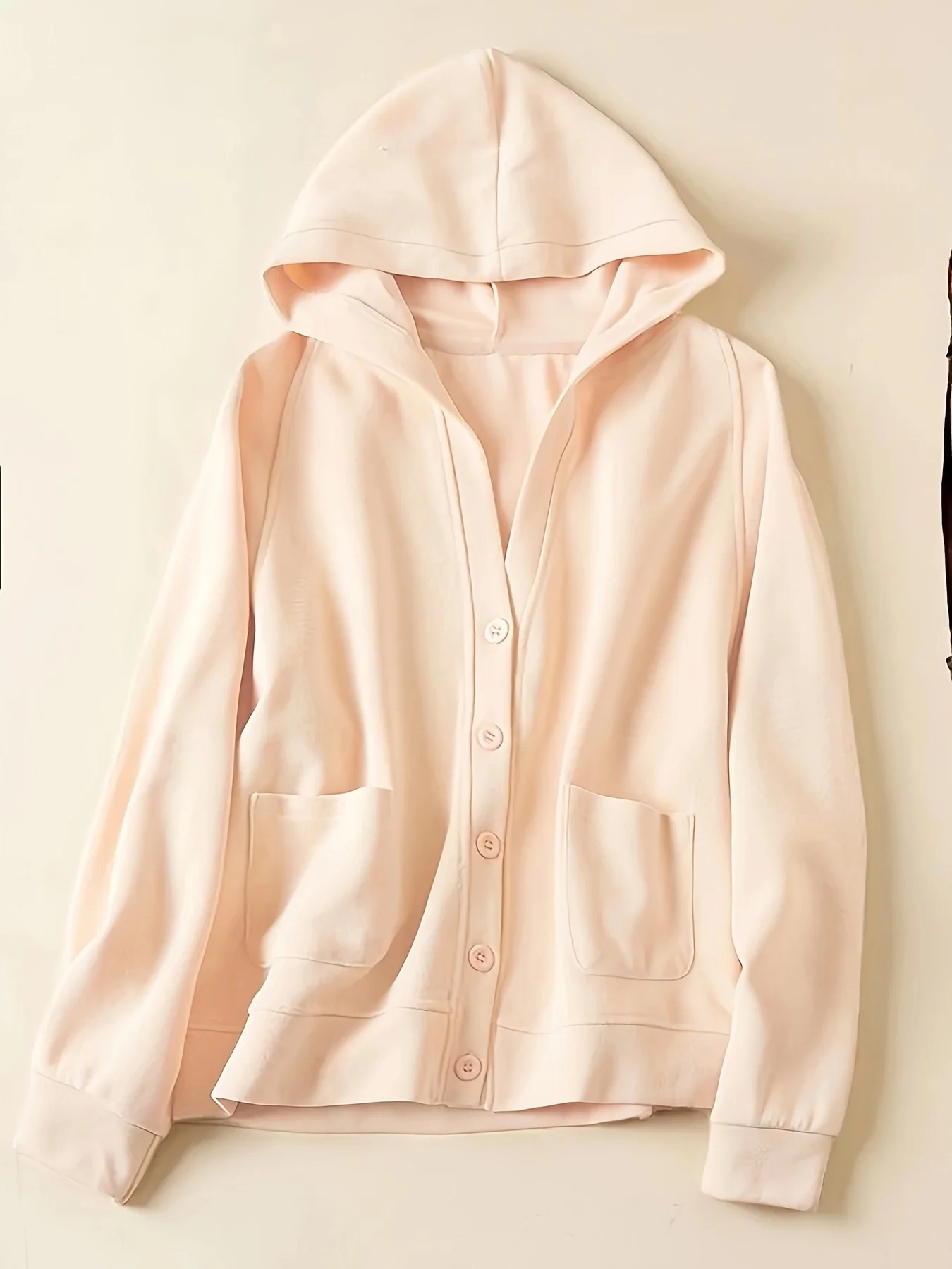 

Женский кардиган оверсайз розового цвета с капюшоном на пуговицах, свободный повседневный свитер с карманами (0XL-4XL)