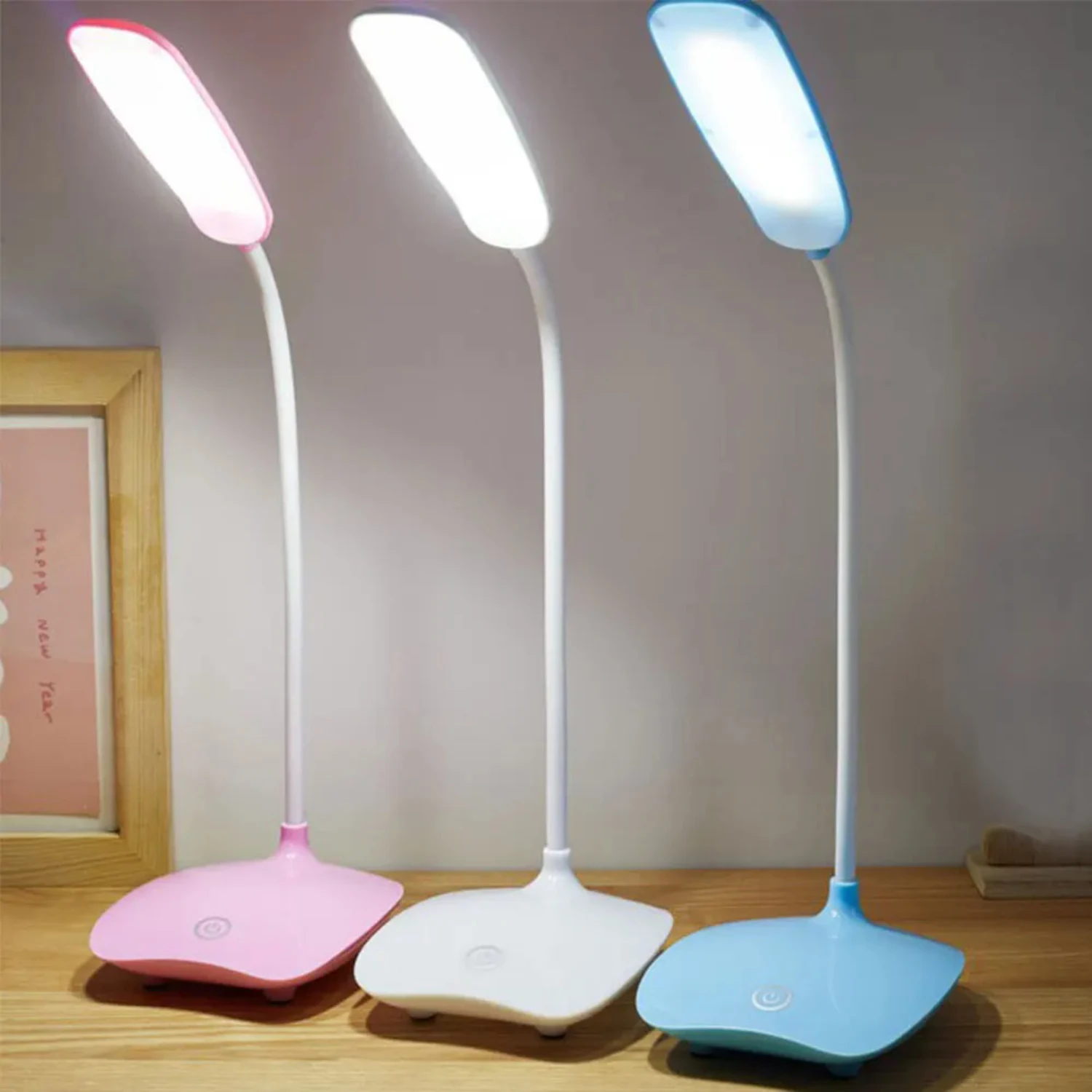 Portátil LED Foldable Desk Lamp com fonte de energia USB, Nightlight multifuncional, luz de mesa, brilho ajustável, novo