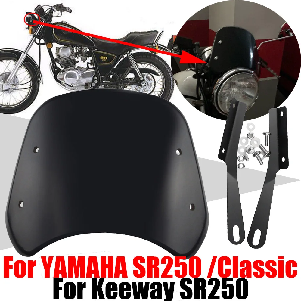 For YAMAHA SR250 SR 250 Classic For Keeway SR250 Accessories Retro Windscreen Windshield Wind Screen Deflector Cover Guard Parts