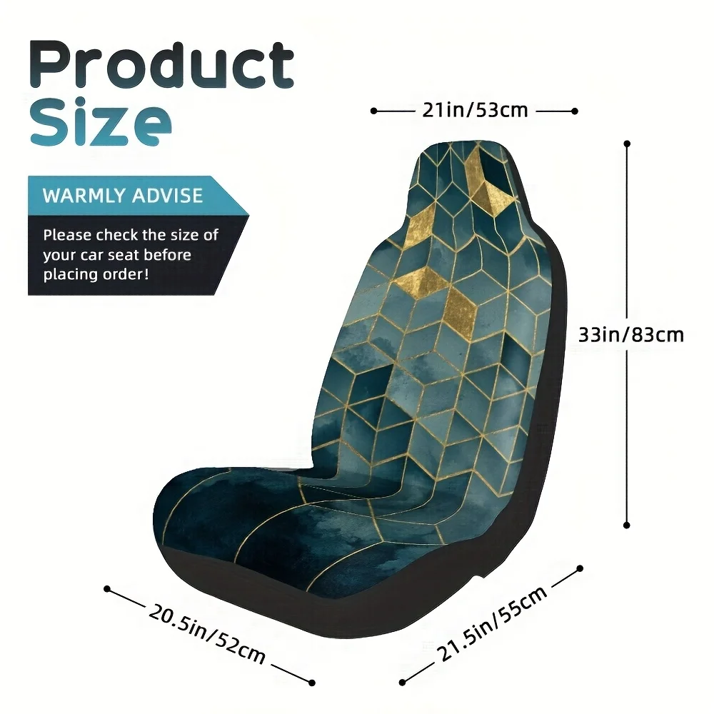 2pcs, Geometric Golden Hexagon Pattern Decorative Auto Seat Covers, Universal Fit For Cars SUVs Trucks, Adds Distinct Stylish Lo