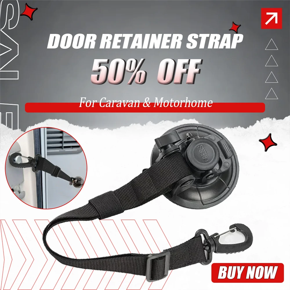Caravan & Motorhome Door Retainer Strap-Stop Doors Flying Shut in The Wind Keep Your Door Open Securely in Wind 9Cm Suction Cup