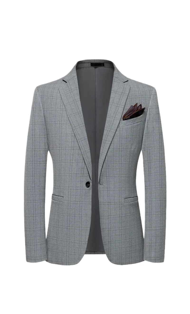 

Blazer New Men Fashion Outdoor Travel Checkered Youthful Wedding Versatile Hosting Campus Slimming Casual Korean Version Blazer