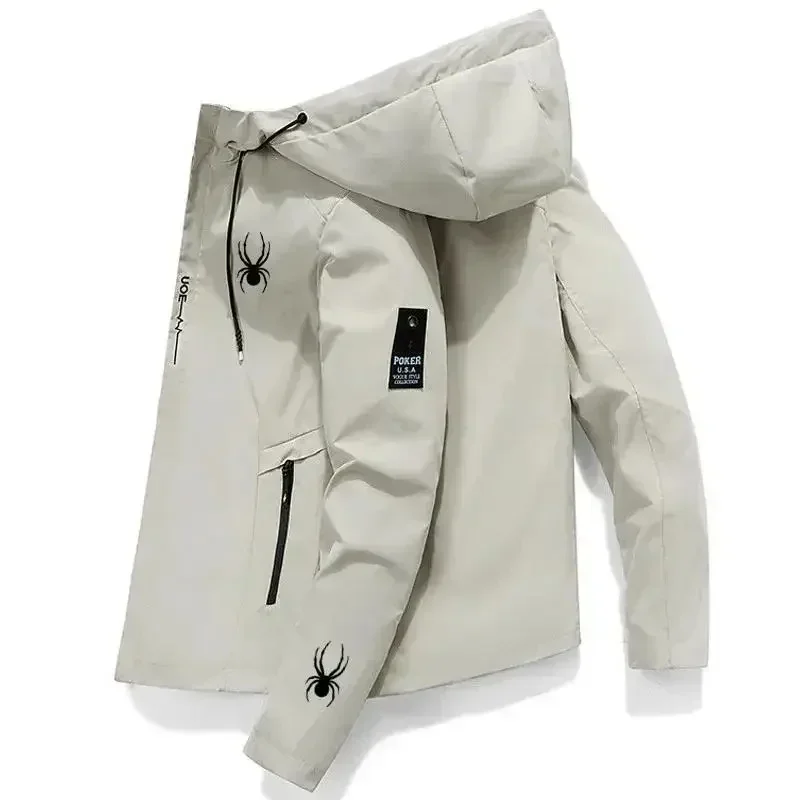 Men's Spring Autumn Fashion Casual Windproof Sun Protection Zipper Hooded Jacket High Quality Outdoor Sports Running Coat Menswe