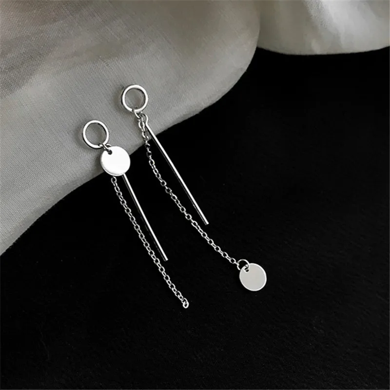 1Pair Silver Plated Asymmetry Tassel Chain Drop Earrings For Women Party Jewelry pendientes e142