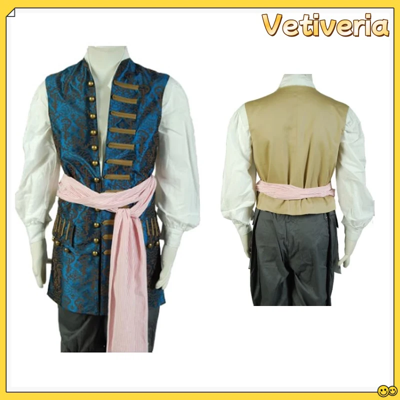 Pirate Cosplay Captain  Jack Fantasy Costume Adult Men Vest Only Halloween Carnival Party Suit