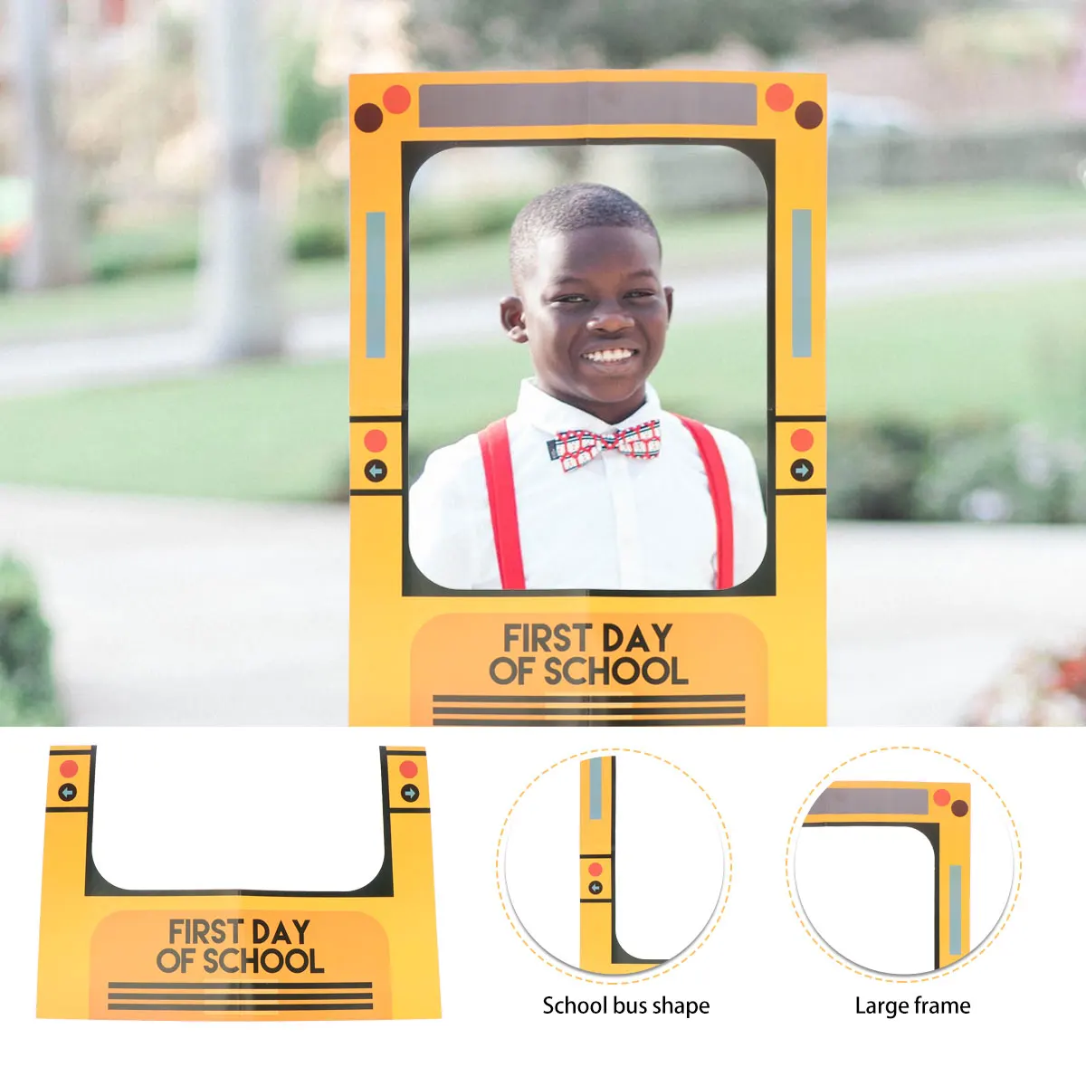 

1Pcs Creative School Bus Party Paper Photo Frame Kindergarten Photography Props Party Supplies Selfie Background Orange