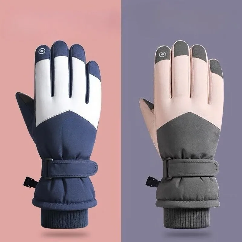

Winter Warm Cotton Fleece-lined Thickened Ski Cold-proof Touchscreen Gloves for Outdoor Cycling Windproof Anti-freezing Gloves